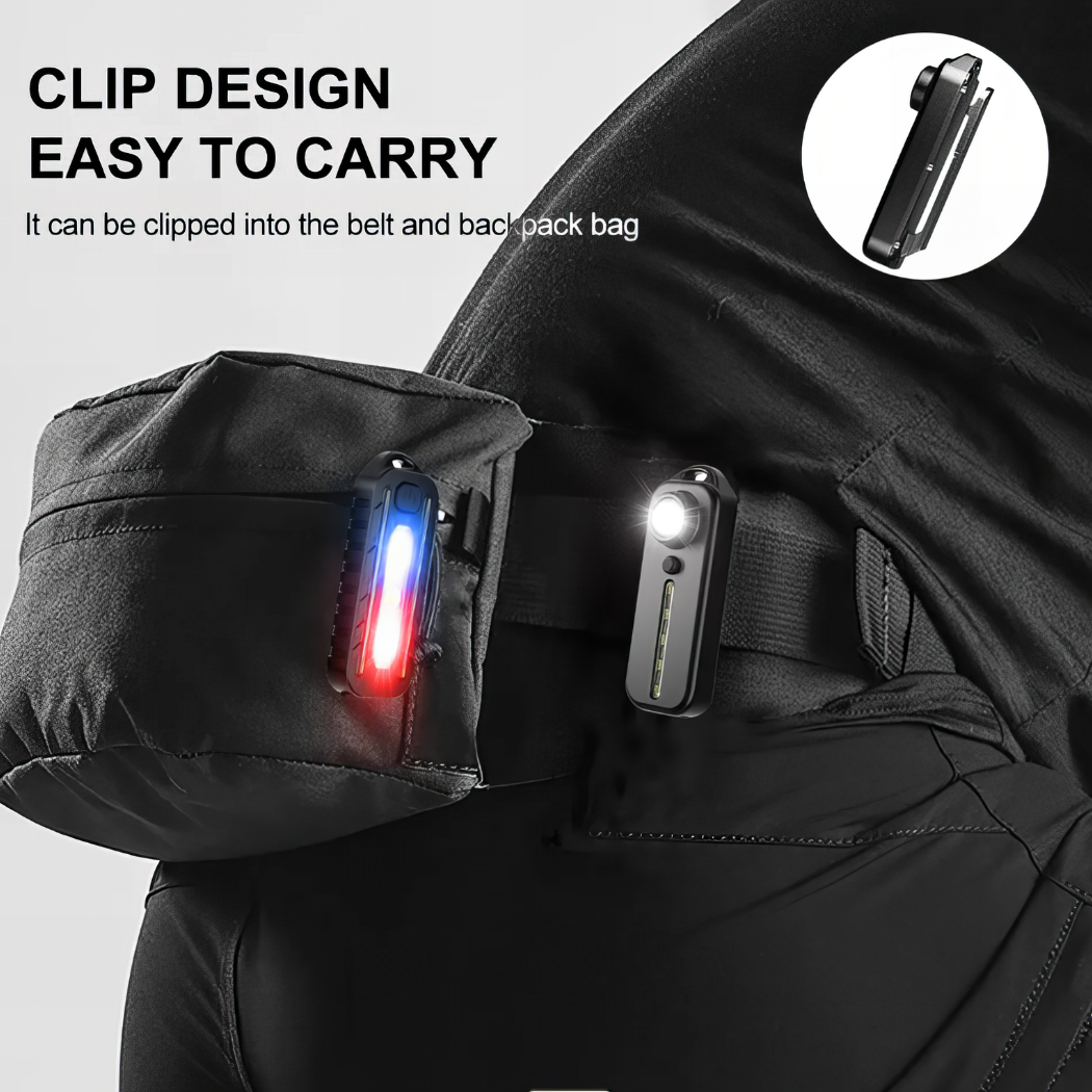 LED Red White & Blue Flashing Chest Clip Strobe Light